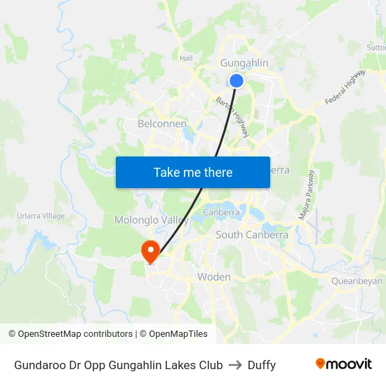 Gundaroo Dr Opp Gungahlin Lakes Club to Duffy map