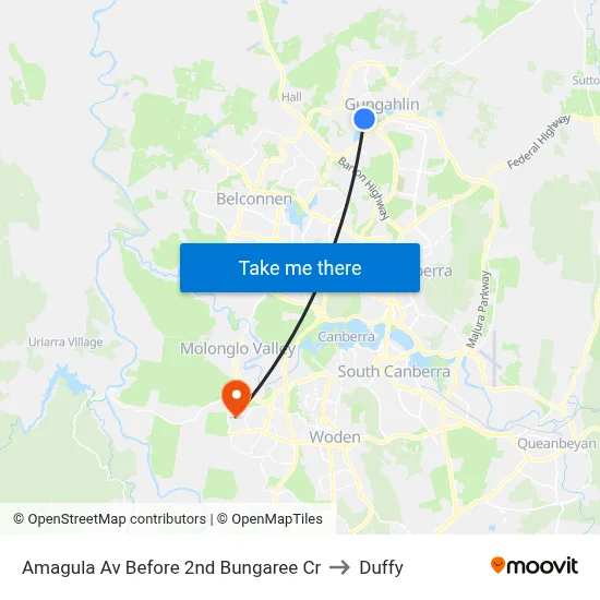 Amagula Av Before 2nd Bungaree Cr to Duffy map