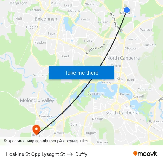 Hoskins St Opp Lysaght St to Duffy map