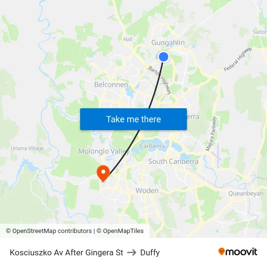 Kosciuszko Av After Gingera St to Duffy map