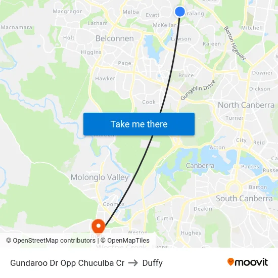 Gundaroo Dr Opp Chuculba Cr to Duffy map