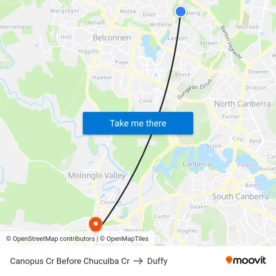 Canopus Cr Before Chuculba Cr to Duffy map
