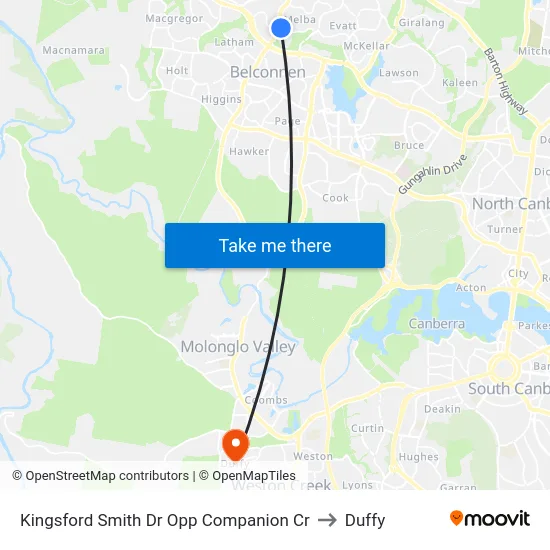 Kingsford Smith Dr Opp Companion Cr to Duffy map