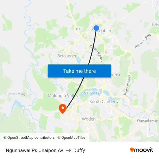 Ngunnawal Ps Unaipon Av to Duffy map