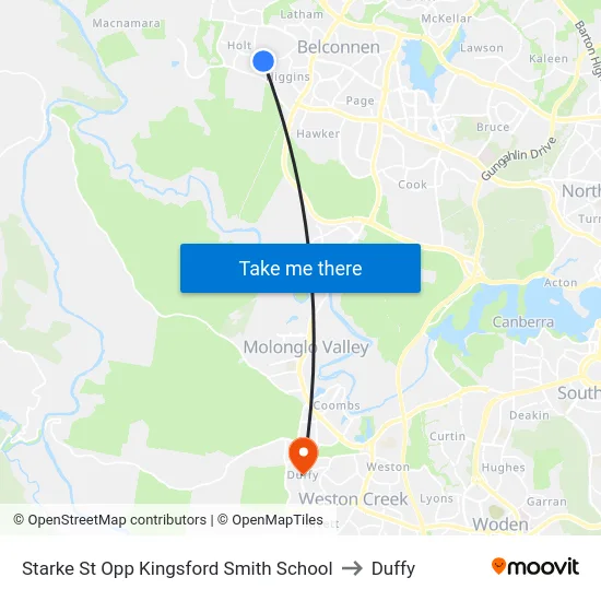 Starke St Opp Kingsford Smith School to Duffy map