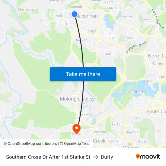 Southern Cross Dr After 1st Starke St to Duffy map