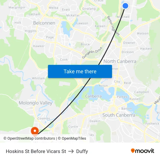 Hoskins St Before Vicars St to Duffy map