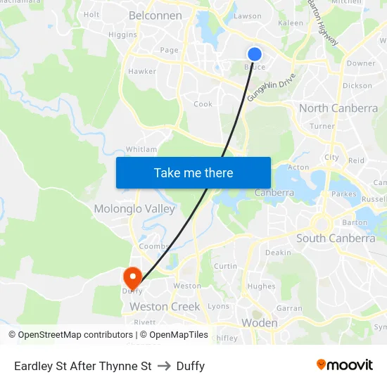 Eardley St After Thynne St to Duffy map