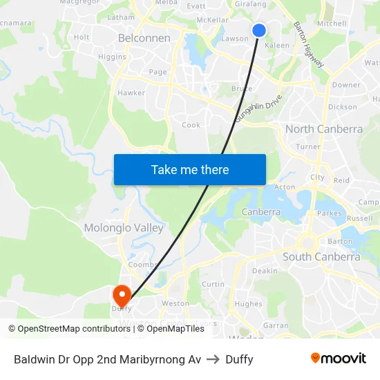 Baldwin Dr Opp 2nd Maribyrnong Av to Duffy map