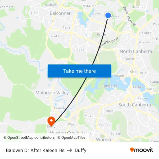 Baldwin Dr After Kaleen Hs to Duffy map