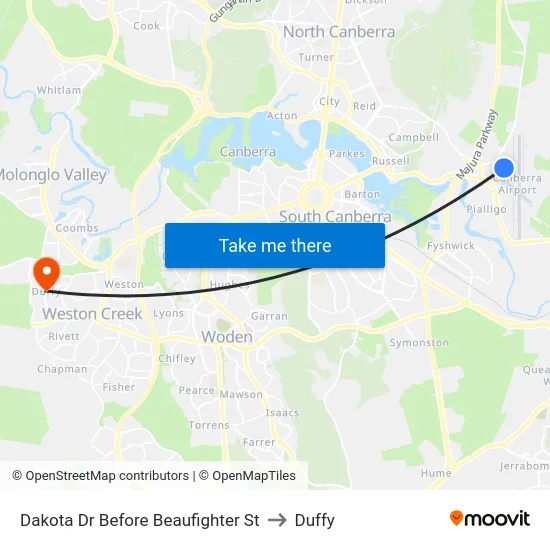Dakota Dr Before Beaufighter St to Duffy map