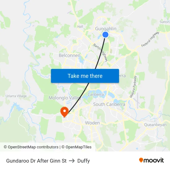 Gundaroo Dr After Ginn St to Duffy map