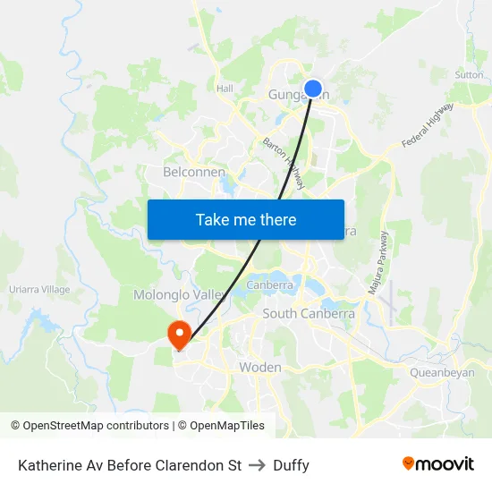 Katherine Av Before Clarendon St to Duffy map