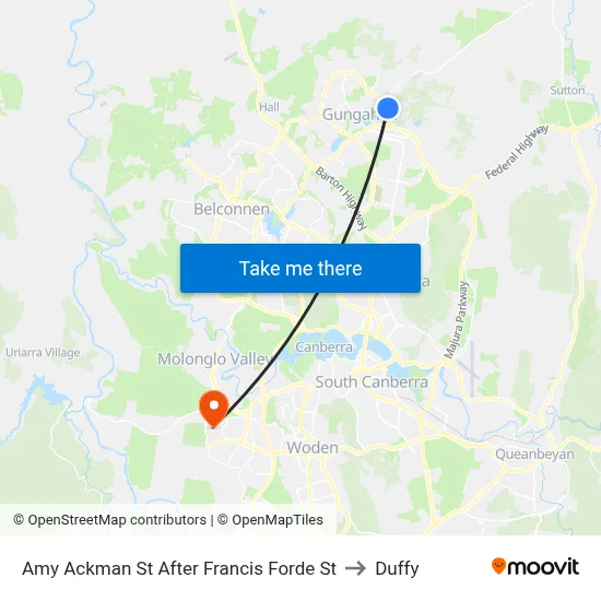 Amy Ackman St After Francis Forde St to Duffy map