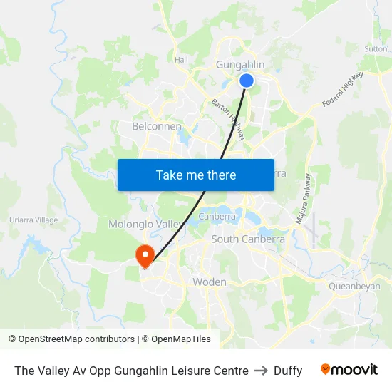 The Valley Av Opp Gungahlin Leisure Centre to Duffy map