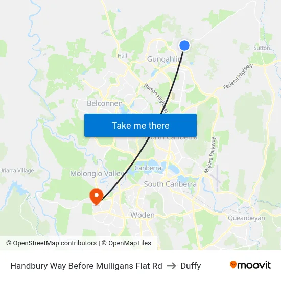 Handbury Way Before Mulligans Flat Rd to Duffy map