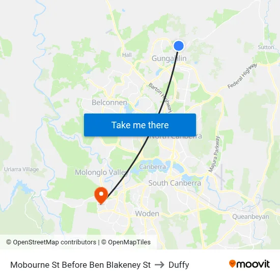 Mobourne St Before Ben Blakeney St to Duffy map