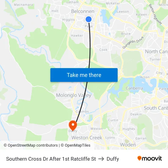 Southern Cross Dr After 1st Ratcliffe St to Duffy map