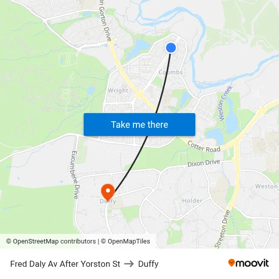 Fred Daly Av After Yorston St to Duffy map