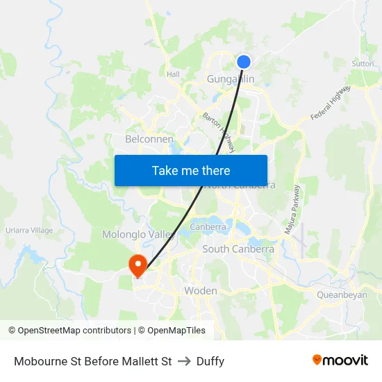 Mobourne St Before Mallett St to Duffy map