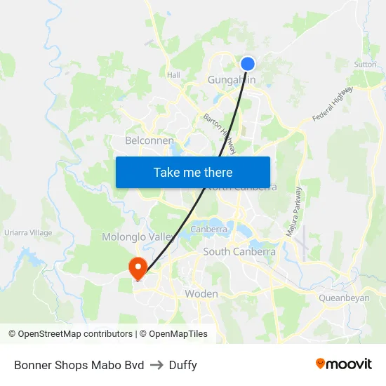Bonner Shops Mabo Bvd to Duffy map