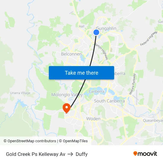 Gold Creek Ps Kelleway Av to Duffy map