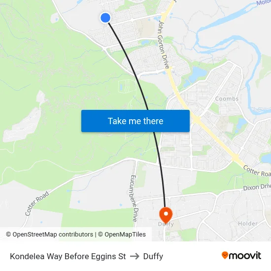 Kondelea Way Before Eggins St to Duffy map