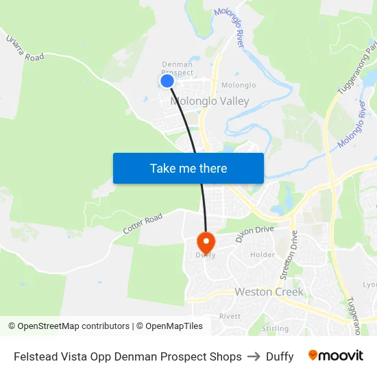 Felstead Vista Opp Denman Prospect Shops to Duffy map