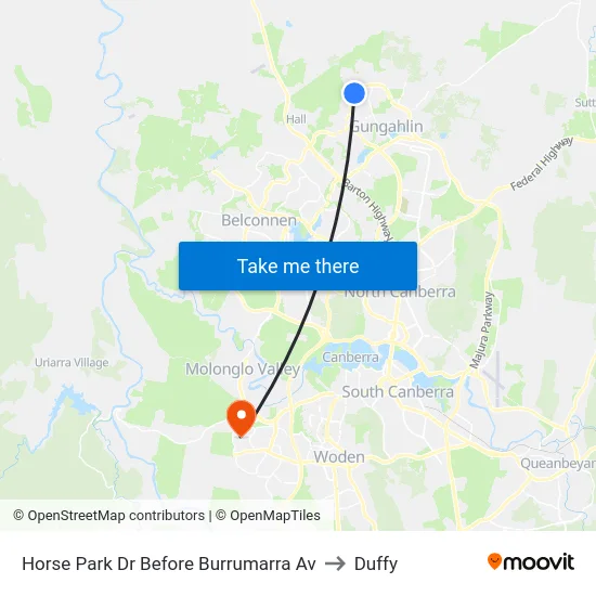 Horse Park Dr Before Burrumarra Av to Duffy map