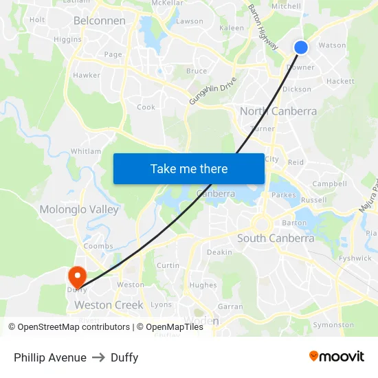 Phillip Avenue to Duffy map