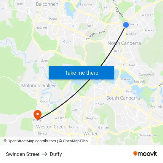 Swinden Street to Duffy map