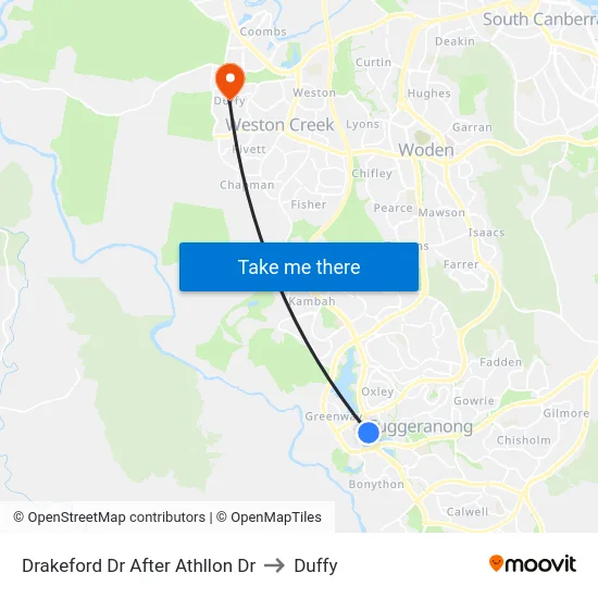 Drakeford Dr After Athllon Dr to Duffy map