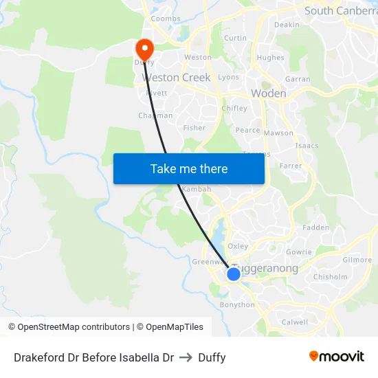 Drakeford Dr Before Isabella Dr to Duffy map