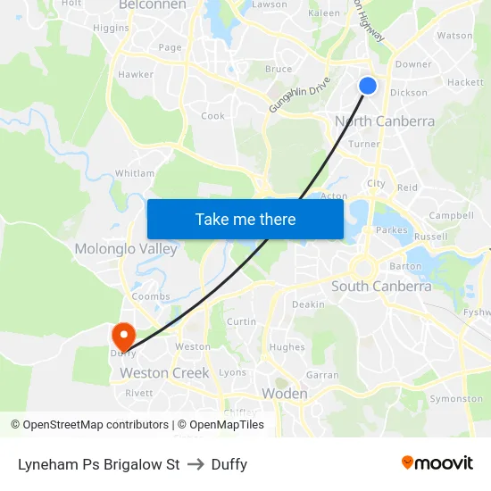 Lyneham Ps Brigalow St to Duffy map