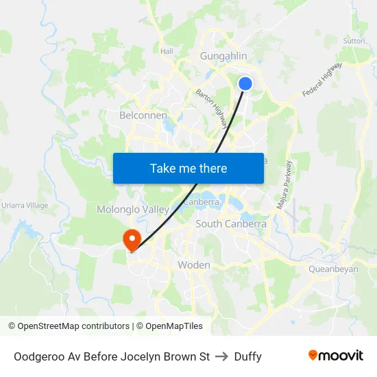 Oodgeroo Av Before Jocelyn Brown St to Duffy map