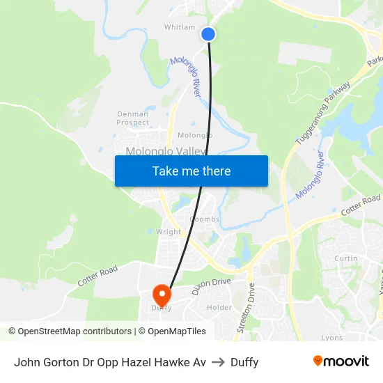 John Gorton Dr Opp Hazel Hawke Av to Duffy map
