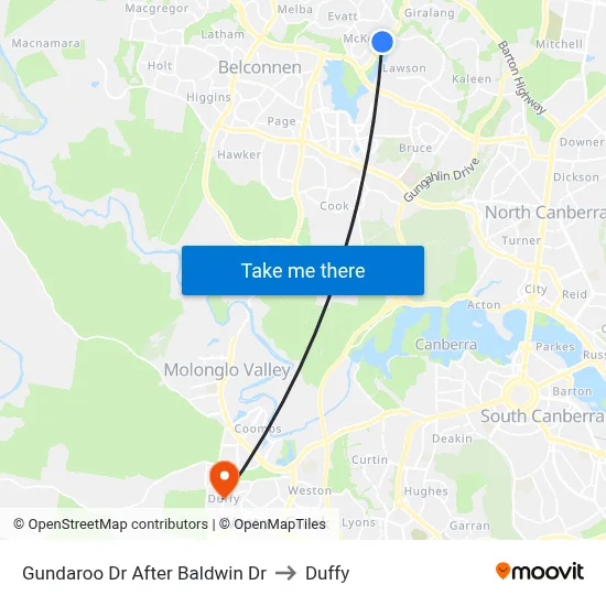 Gundaroo Dr After Baldwin Dr to Duffy map