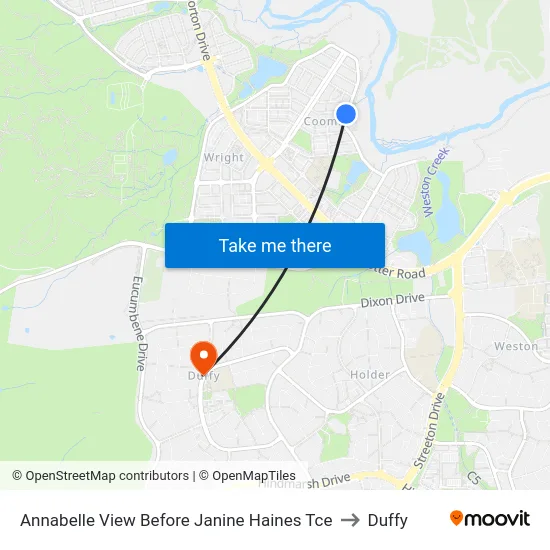 Annabelle View Before Janine Haines Tce to Duffy map