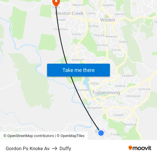 Gordon Ps Knoke Av to Duffy map