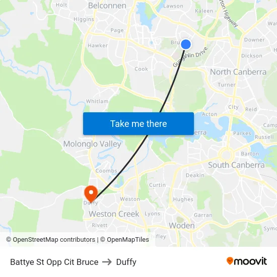 Battye St Opp Cit Bruce to Duffy map