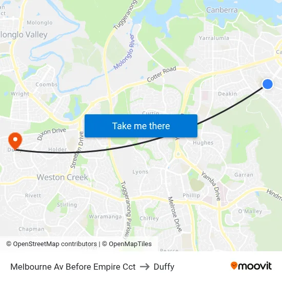 Melbourne Av Before Empire Cct to Duffy map