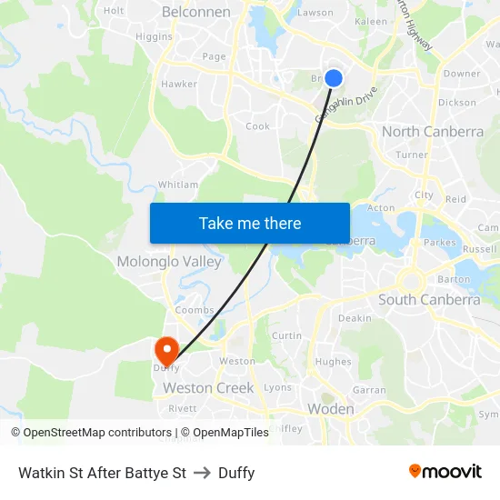 Watkin St After Battye St to Duffy map