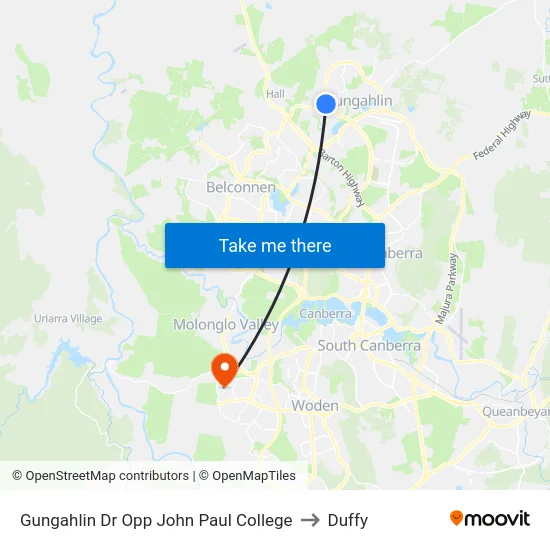Gungahlin Dr Opp John Paul College to Duffy map