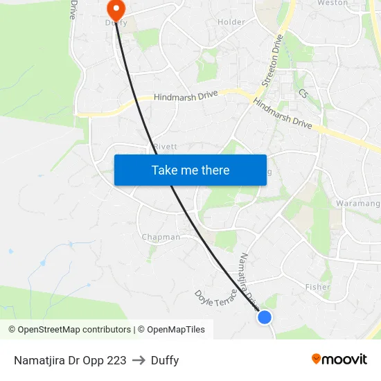 Namatjira Dr Opp 223 to Duffy map