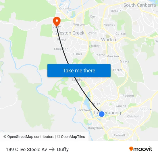 189 Clive Steele Av to Duffy map