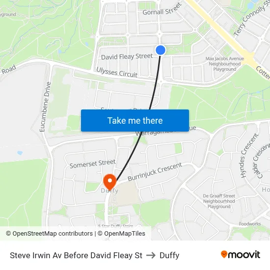 Steve Irwin Av Before David Fleay St to Duffy map