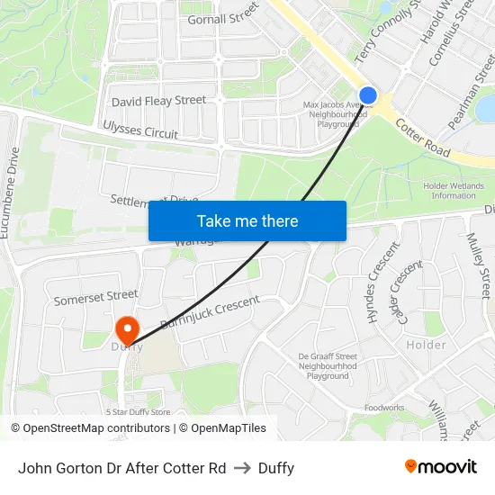 John Gorton Dr After Cotter Rd to Duffy map