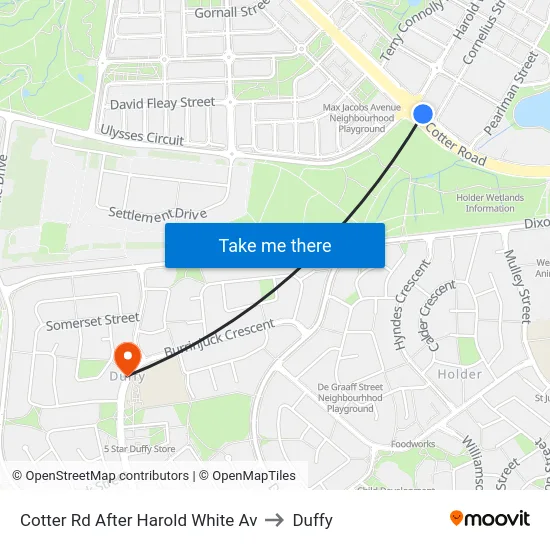 Cotter Rd After Harold White Av to Duffy map