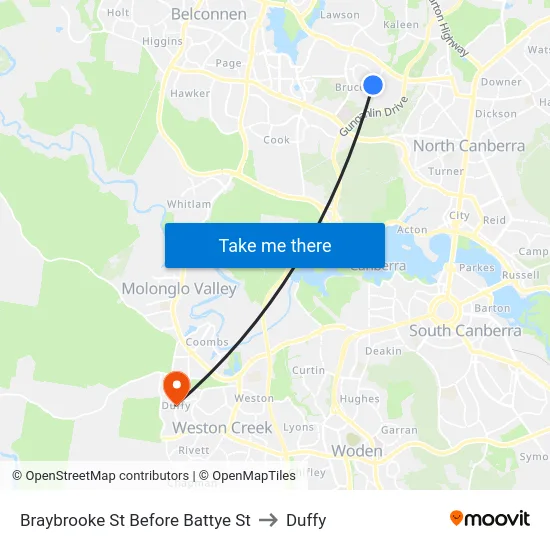 Braybrooke St Before Battye St to Duffy map
