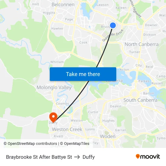 Braybrooke St After Battye St to Duffy map